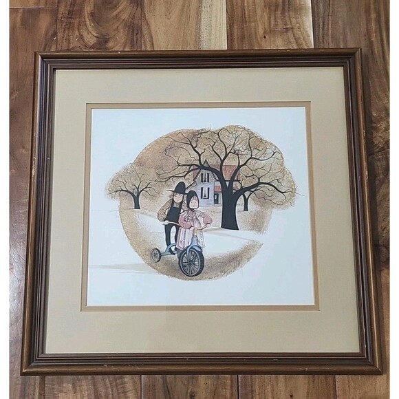 P Buckley Moss "Hitching A Ride" 1984 Framed Limited Ed. Print Signed #953/1000 - Picture 1 of 6